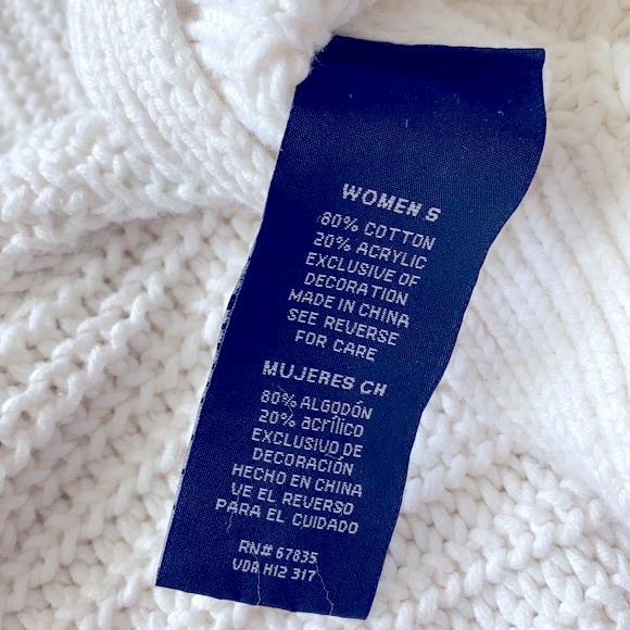 Nautica White Cotton Sweater. Size S. Nice Cond. perfect for year round weather! - Picture 5 of 5